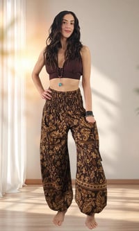Image 4 of Paisley Harem Pants Warm Shawl Fabric Boho Festival Unisex Trousers Elastic Waist Ankles - 448