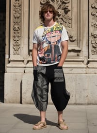 Image 4 of Thai Cotton Harem Pants Boho Festival Unisex Trousers Tribal Patchwork Black White - 428