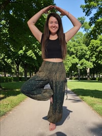 Image 8 of Starry Night Harem Pants Green | High Crotch Boho Trousers with Elastic Waist