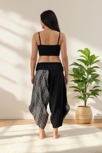 Image 5 of Thai Cotton Harem Pants Boho Festival Unisex Trousers Tribal Patchwork Black White - 428