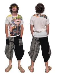 Image 6 of Thai Cotton Harem Pants Boho Festival Unisex Trousers Tribal Patchwork Black White - 428