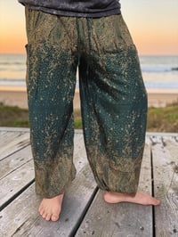 Image 9 of Starry Night Harem Pants Green | High Crotch Boho Trousers with Elastic Waist