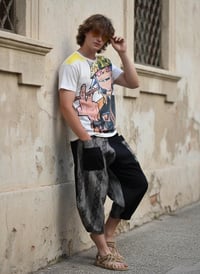 Image 7 of Thai Cotton Harem Pants Boho Festival Unisex Trousers Tribal Patchwork Black White - 428