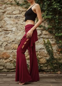 Image 8 of Festival Fairy Flare Pants – Rayon Flare Yoga Pants, Stretchy Boho Disco Wear, Red - 12