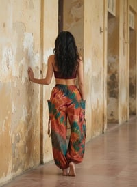 Image 5 of Thai Tie Dye Festival Pants with Pockets, Boho Psy Harem Trousers Unisex Orange - 473