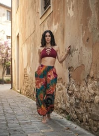 Image 6 of Thai Tie Dye Festival Pants with Pockets, Boho Psy Harem Trousers Unisex Orange - 473