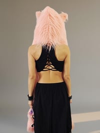 Image 5 of Faux Fur Bear Hood with Paws – Festival Rave Animal Hood Kandi Boho Pink - 103
