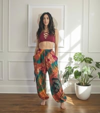 Image 1 of Thai Tie Dye Festival Pants with Pockets, Boho Psy Harem Trousers Unisex Orange - 473