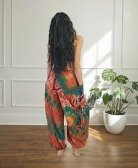 Image 7 of Thai Tie Dye Festival Pants with Pockets, Boho Psy Harem Trousers Unisex Orange - 473