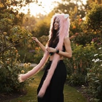 Image 9 of Faux Fur Bear Hood with Paws – Festival Rave Animal Hood Kandi Boho Pink - 103