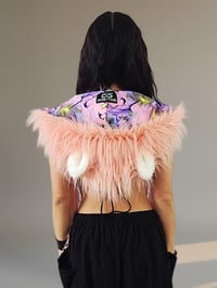 Image 6 of Faux Fur Bear Hood with Paws – Festival Rave Animal Hood Kandi Boho Pink - 103