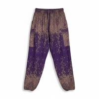 Image 10 of Paisley Harem Pants with Pockets, Boho Festival Trousers, High Crotch Unisex Lounge Pants Purple