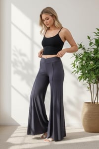Image 3 of Boho Flow Pants Gray – Wide Leg Rayon Pants – Festival Yoga Trousers - 10