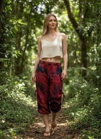 Image 10 of Thai Tie Dye Festival Pants with Pockets, Boho Psy Harem Trousers Unisex Red - 471