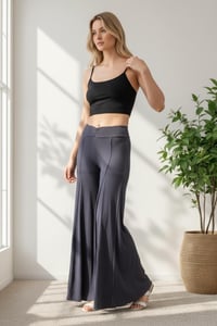 Image 4 of Boho Flow Pants Gray – Wide Leg Rayon Pants – Festival Yoga Trousers - 10