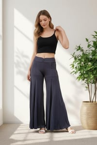 Image 5 of Boho Flow Pants Gray – Wide Leg Rayon Pants – Festival Yoga Trousers - 10