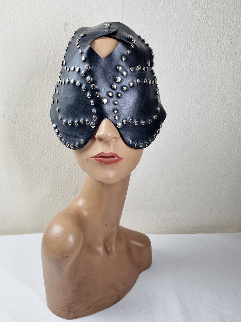 Broke Boutique Silver Studded Rubber Blindfold Mask