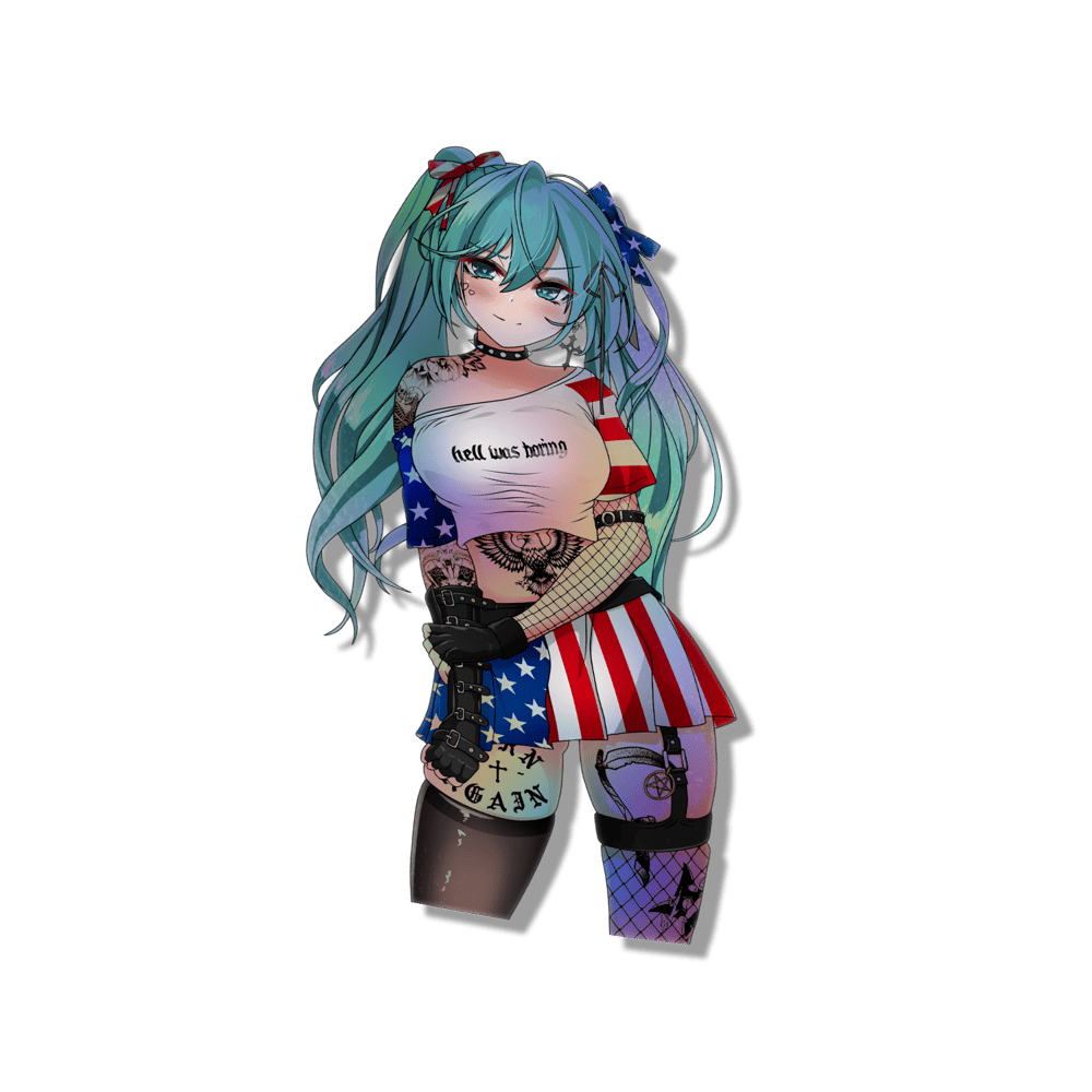 Image of Goth Hatsune Miku Sticker (4th Of July Version)