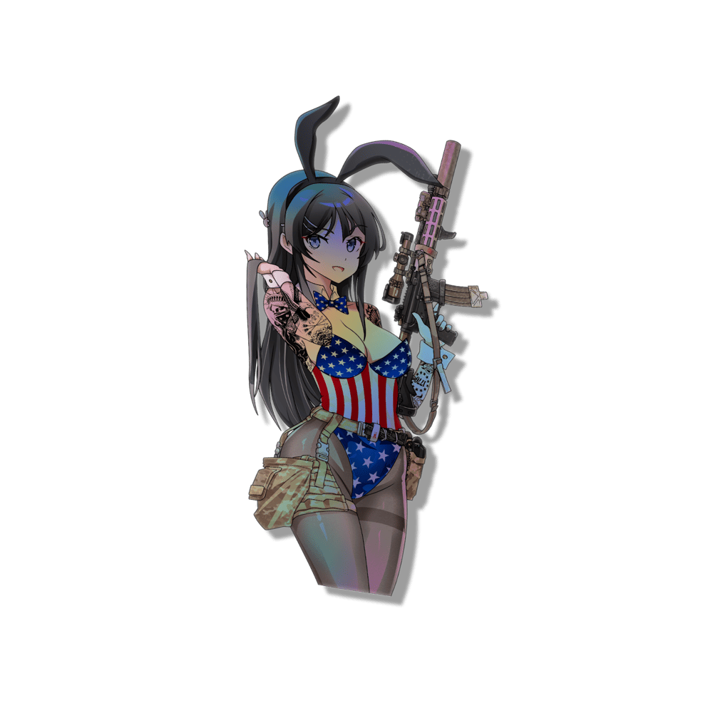 Image of Tactical Bunny Senpai Sticker (4th Of July Version)