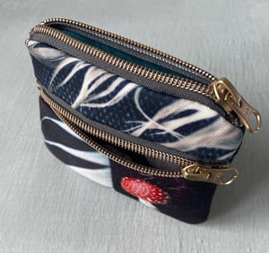 Image of Fly agaric feather, double zipper pouch, fits cards