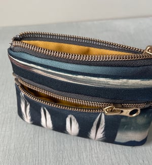 Image of Feather storm, double zipper pouch, fits cards