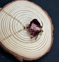 Image 1 of Wine Red Rose Resin Pendant Necklace 