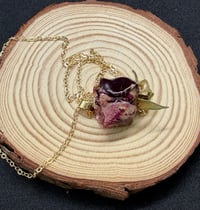 Image 2 of Wine Red Rose Resin Pendant Necklace 