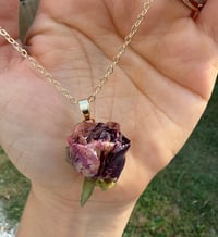 Image 4 of Wine Red Rose Resin Pendant Necklace 