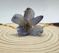 Image 4 of Blue Delphinium Resin Pendant Necklace