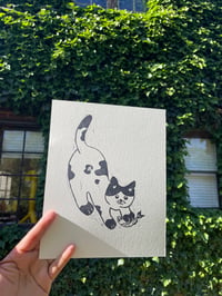Cow cat Catching Fish Print