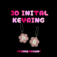 3D INITAL KEYRING - PINK & BROWN