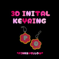 3D INITAL KEYRING - PINK & YELLOW