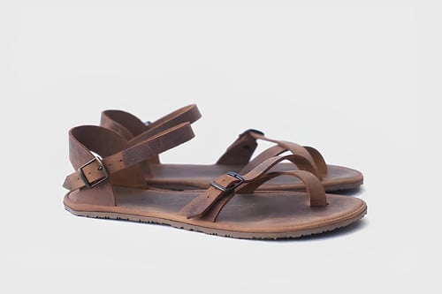 Image of Nova - Leather sandals in Brown