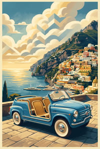 Image 3 of FIAT 600 Jolly "La Dolce Vita” Fine Art in stile vintage 