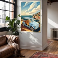 Image 1 of FIAT 500 Spiaggina "La Dolce Vita” Fine Art in stile vintage 