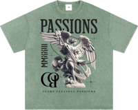 Image 1 of Oversized Snow Washed "PASSIONS NOIY" T-shirt 250gsm|7.4oz