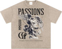 Image 3 of Oversized Snow Washed "PASSIONS NOIY" T-shirt 250gsm|7.4oz