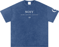 Image 2 of Oversized Snow Washed "NOIY" T-shirt - Dark Blue 250gsm|7.4oz