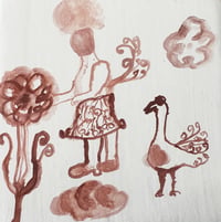 Image 2 of Framed Mini Print: Woman and Goose in Garden