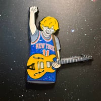 Image 1 of LE26 Trey Red Rocks Knicks Jersey on Soft Enamel with Glitter