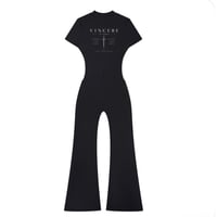 Image 2 of Women’s Tight Flared Leg Quarter-Zip Jumpsuit