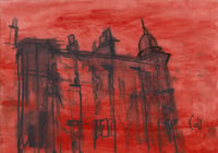 Image 2 of  Hyndland  Tenements  -  Sketchbook Drawing - Charcoal, Pencil and Acrylic Paint...