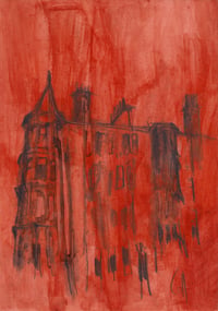 Image 2 of Hyndland Tenements  -  Sketchbook Drawing - Charcoal, Pencil and Acrylic Pain...