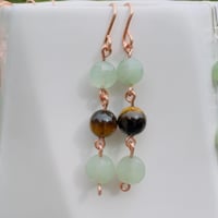 Aventurine and Tiger's Eye Copper Earrings