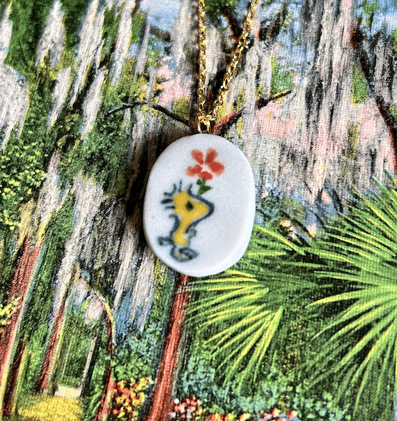 Image of Porcelain Woodstock with Flowers Pendant