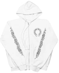 Image 1 of Chrome Hearts Floral Cross Zip Hoodie 'White'