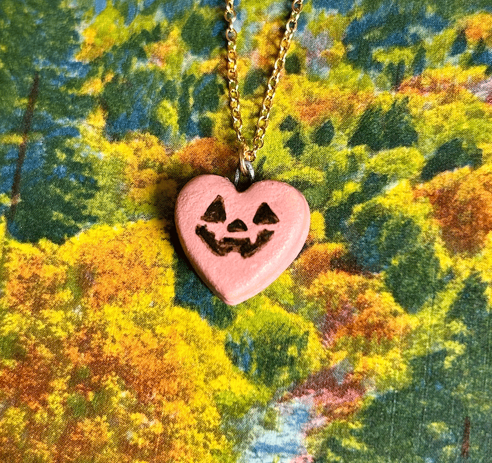 Image of Porcelain Pumpkin Face Pendant