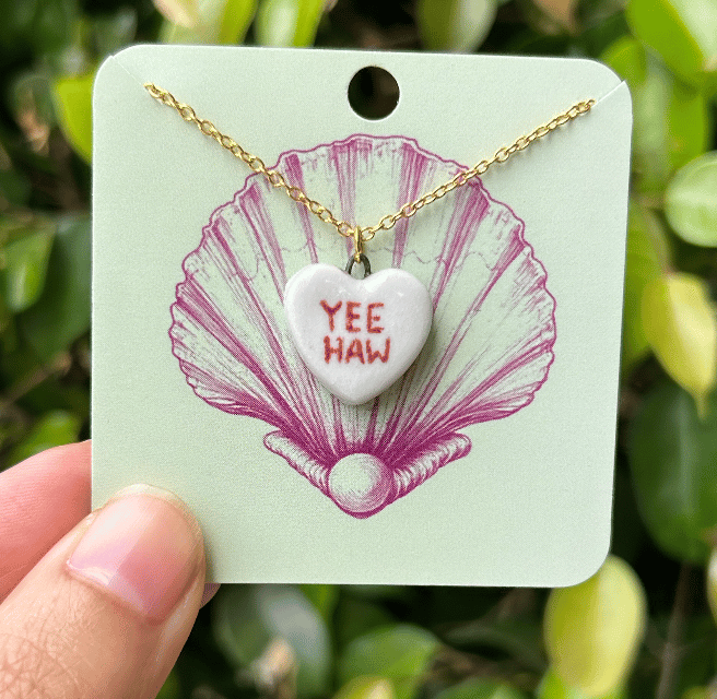 Image of Porcelain White Yee Haw Pendant