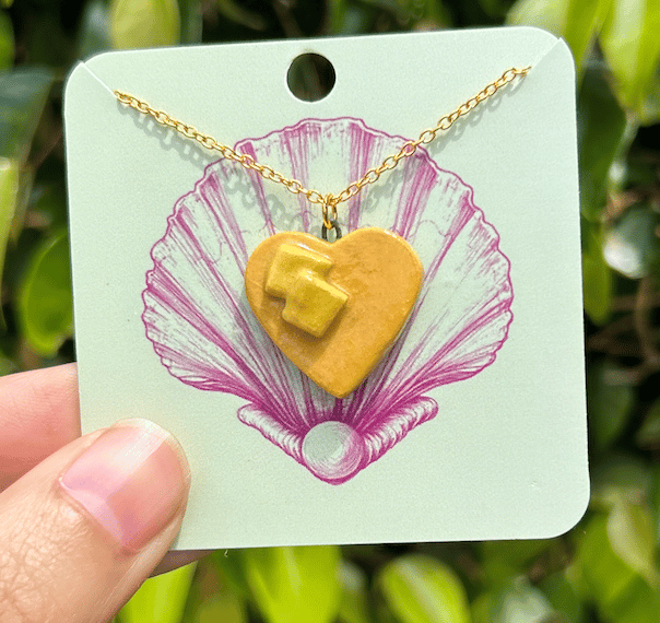Image of Porcelain Heart Pancake Pendant