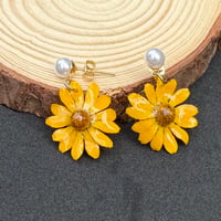 Image 1 of Real Daisy Resin Drop Earrings